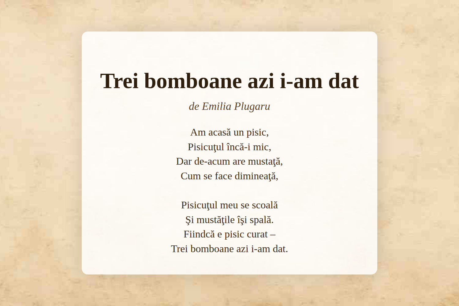 Trei bomboane azi i-am dat