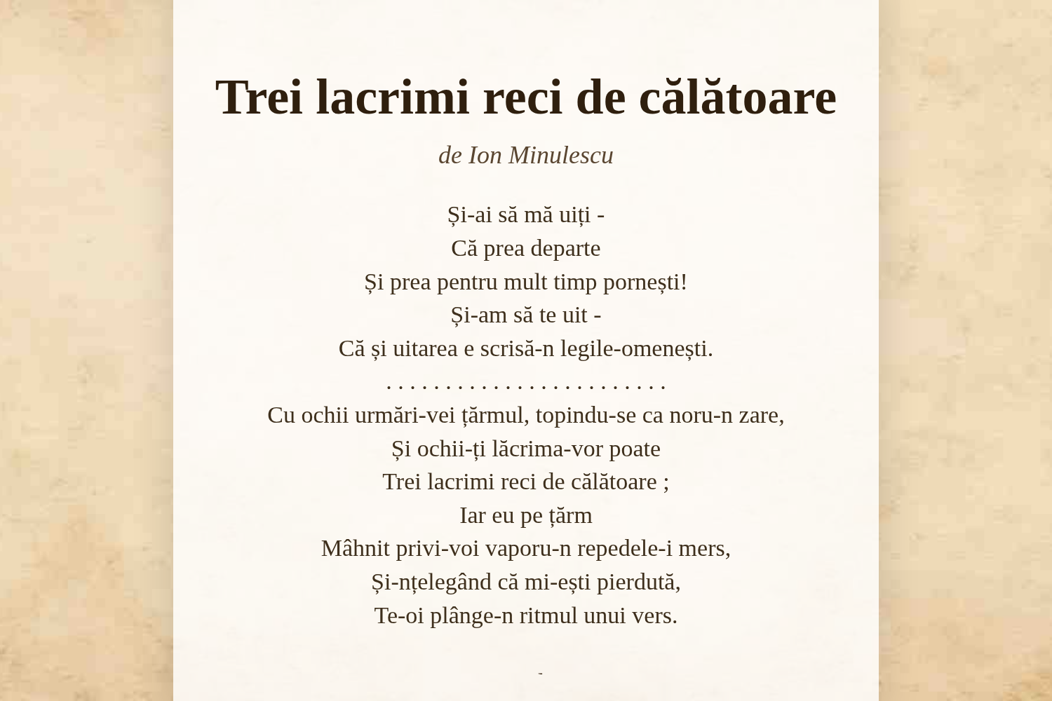 Trei lacrimi reci de călătoare