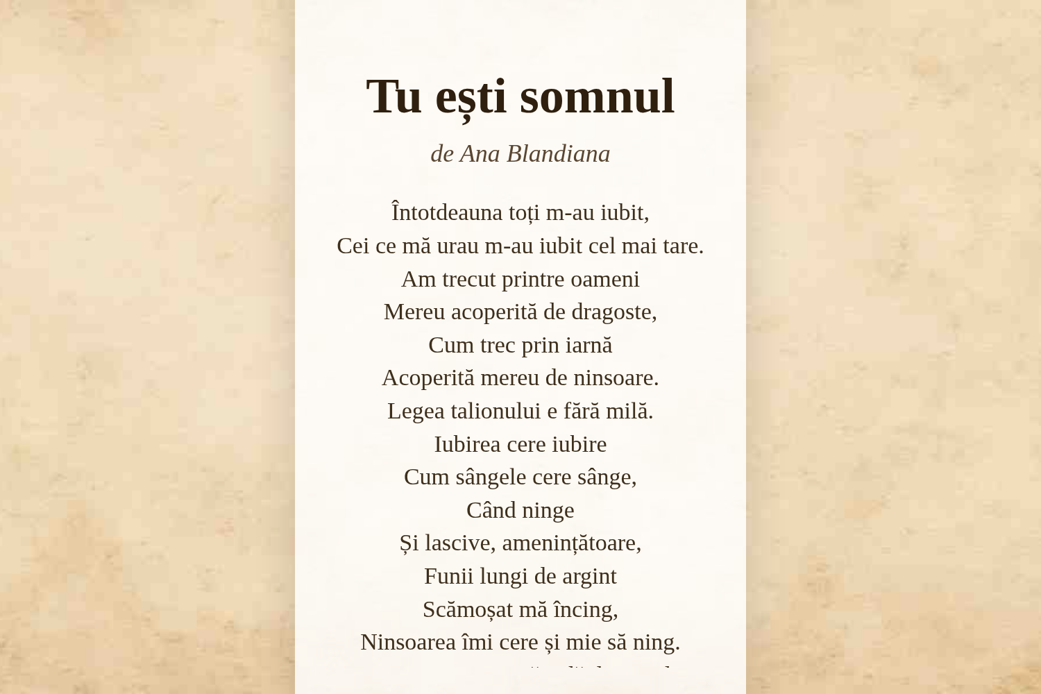 Tu ești somnul
