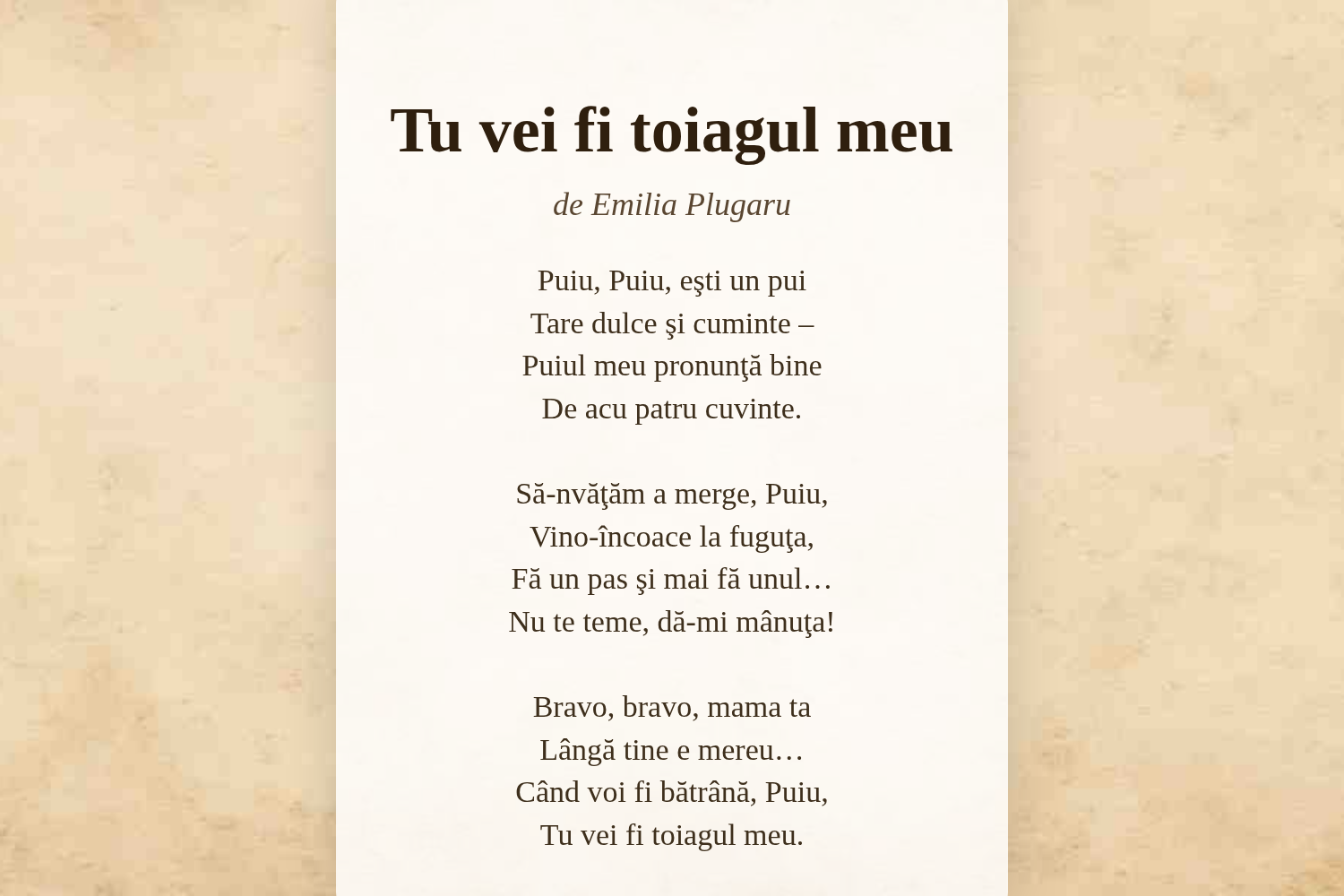 Tu vei fi toiagul meu