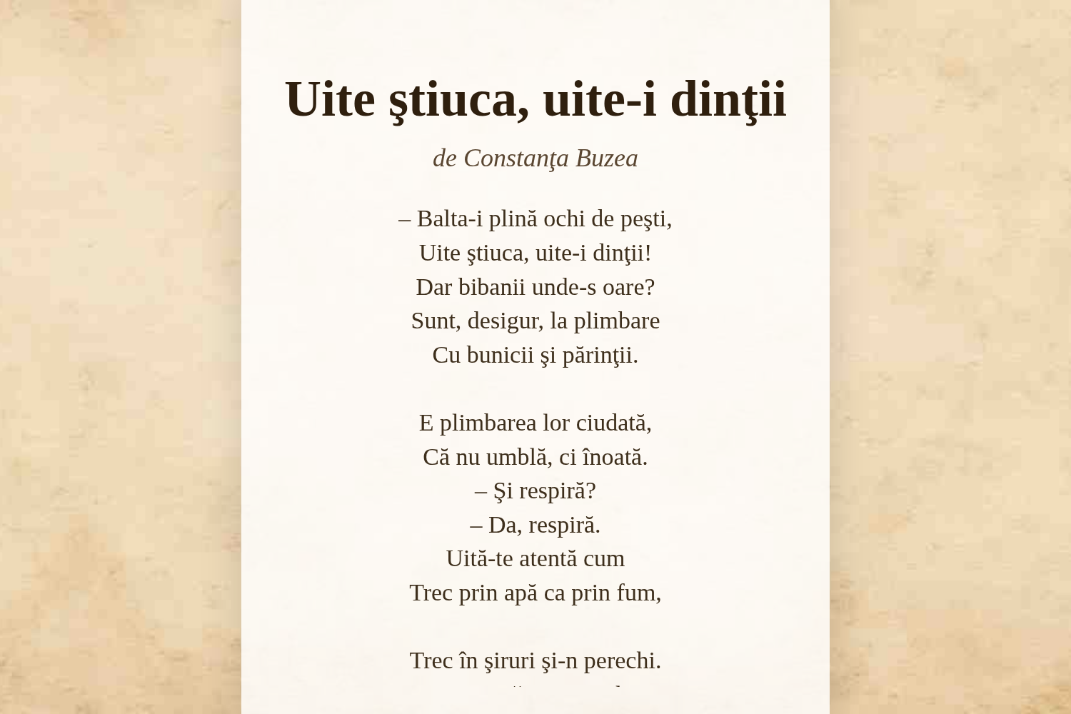 Uite ştiuca, uite-i dinţii