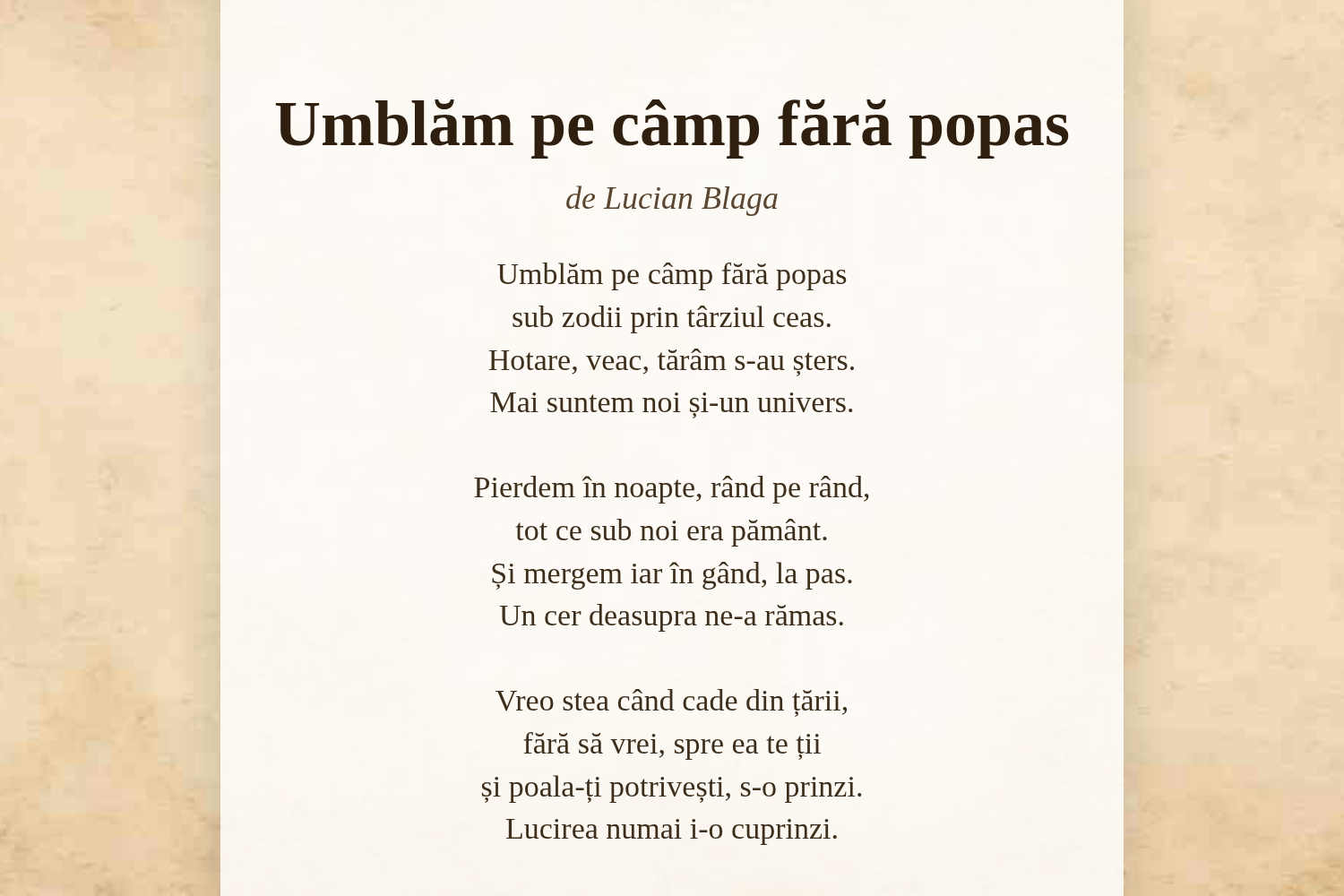 Umblăm pe câmp fără popas