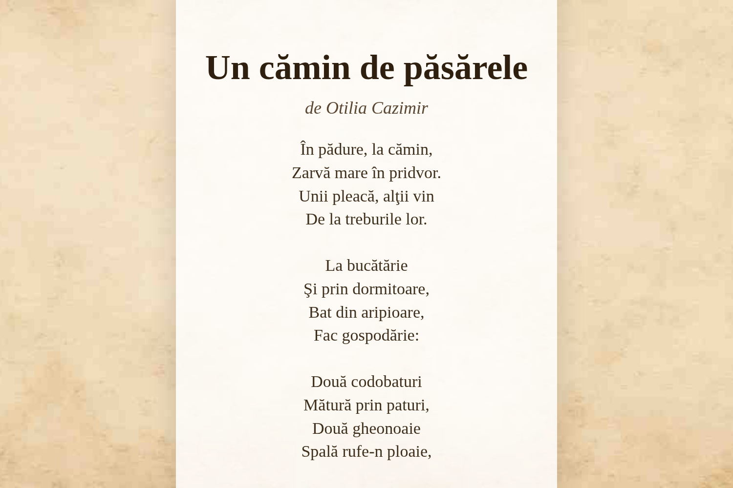 Un cămin de păsărele