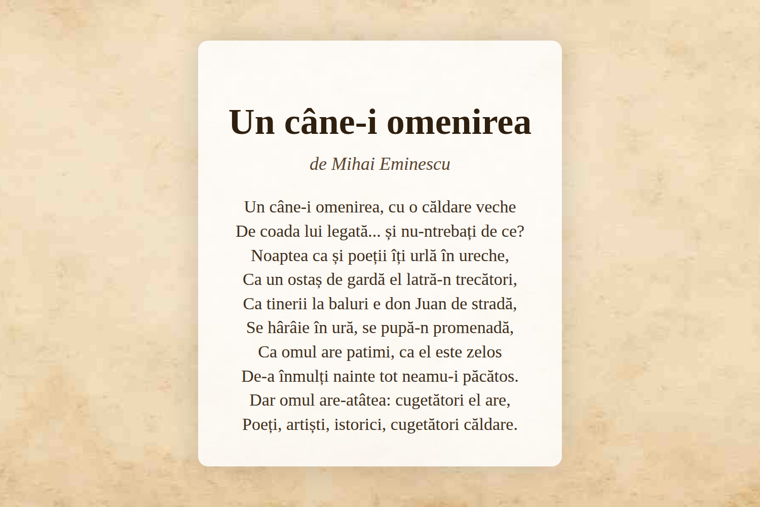 Un câne-i omenirea