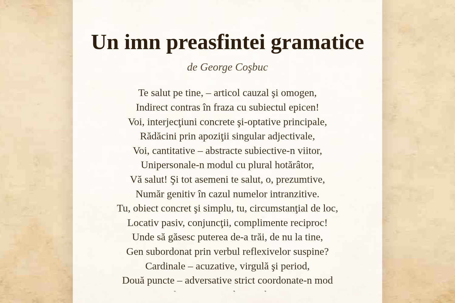 Un imn preasfintei gramatice