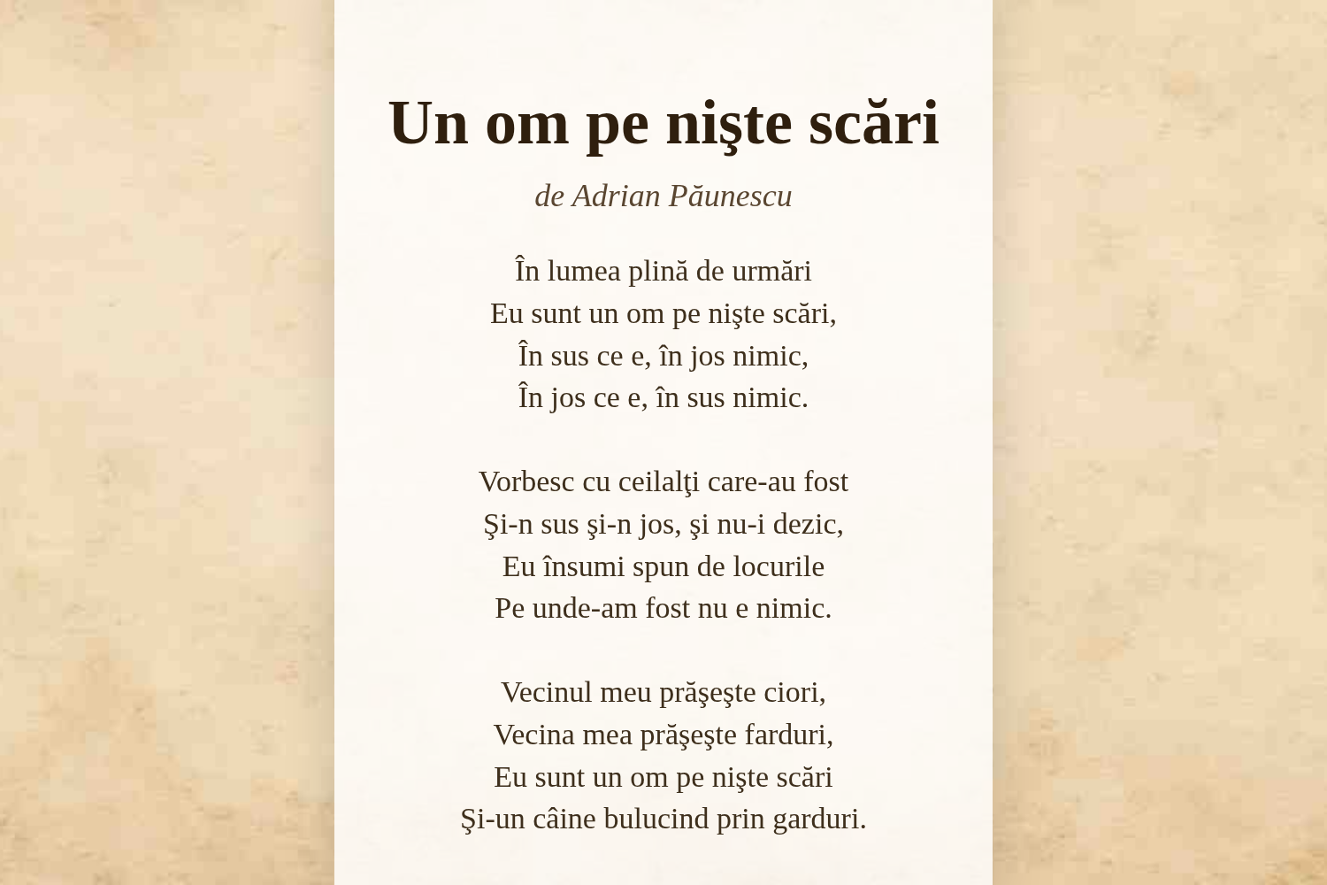 Un om pe nişte scări