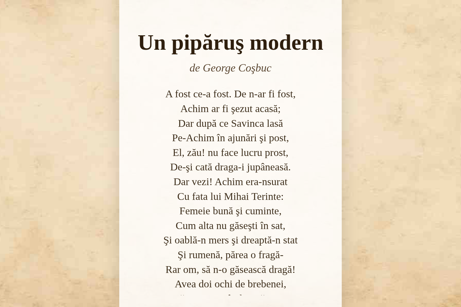 Un pipăruş modern