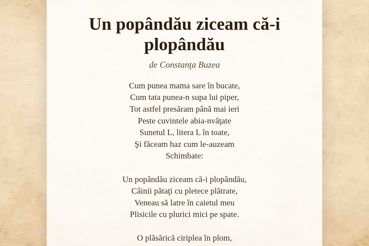 Un popândău ziceam că-i plopândău