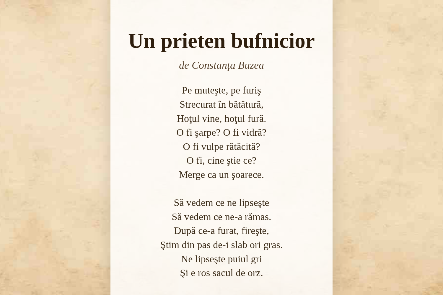 Un prieten bufnicior