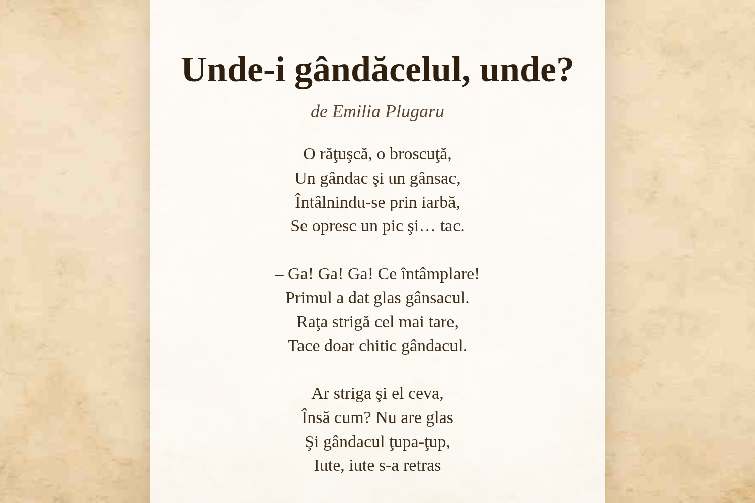 Unde-i gândăcelul, unde?