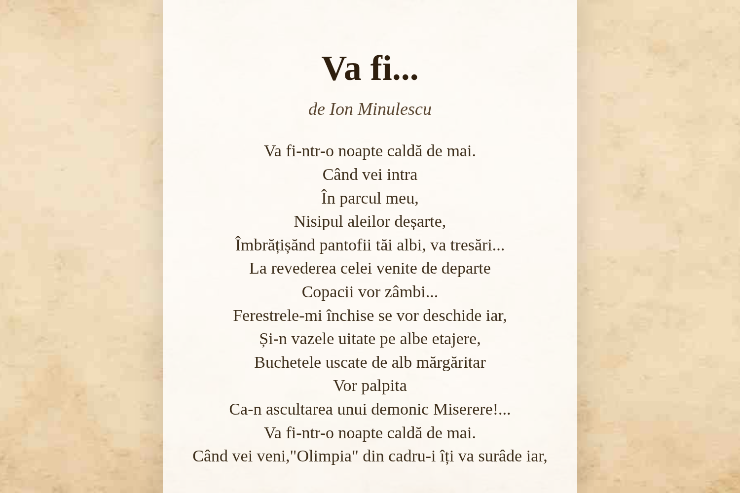 Va fi...