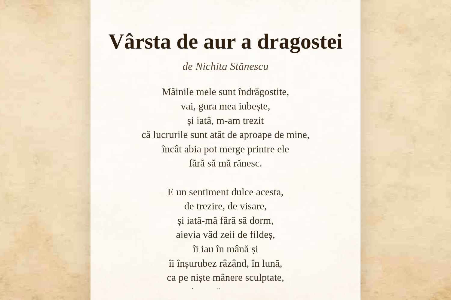 Vârsta de aur a dragostei