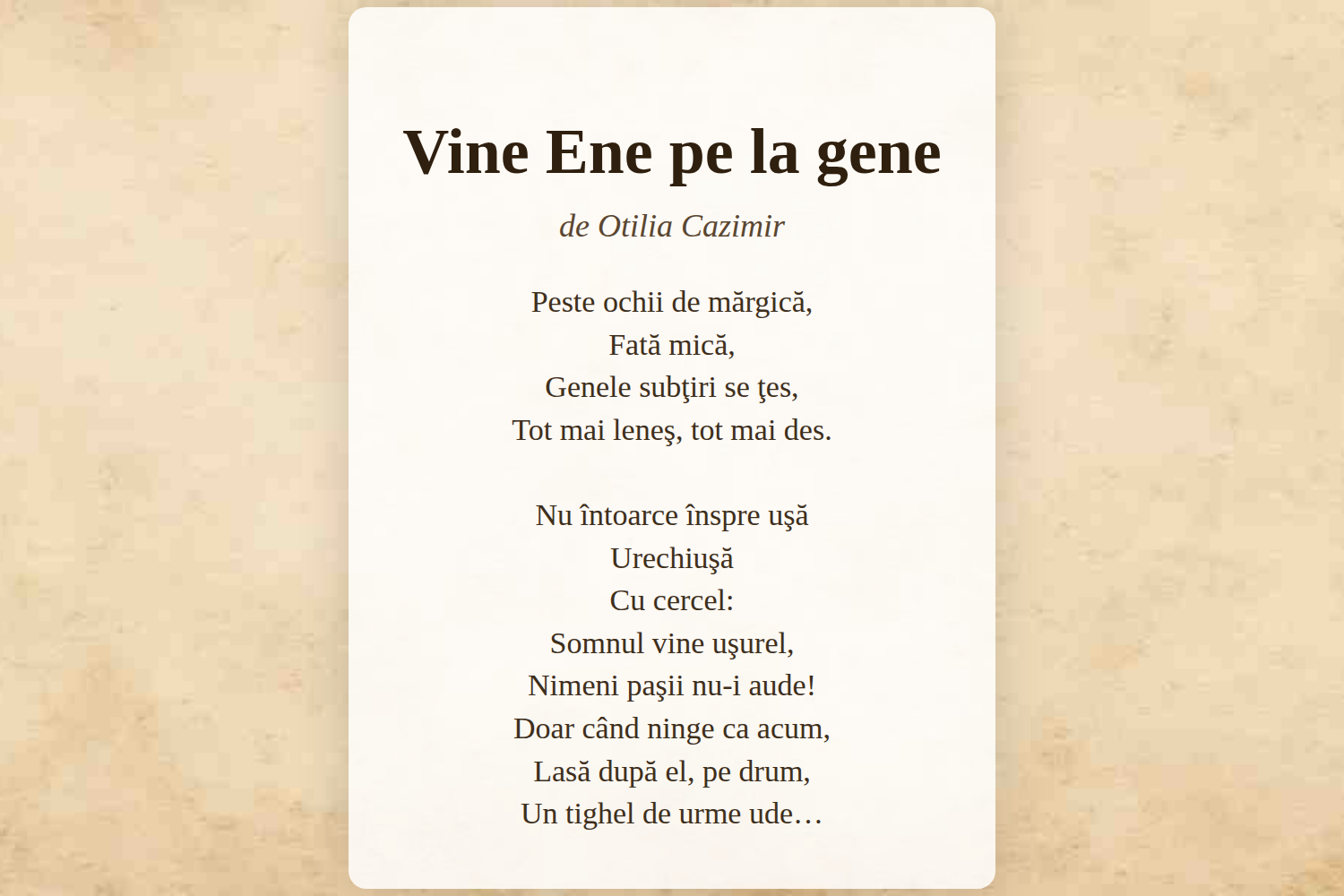 Vine Ene pe la gene