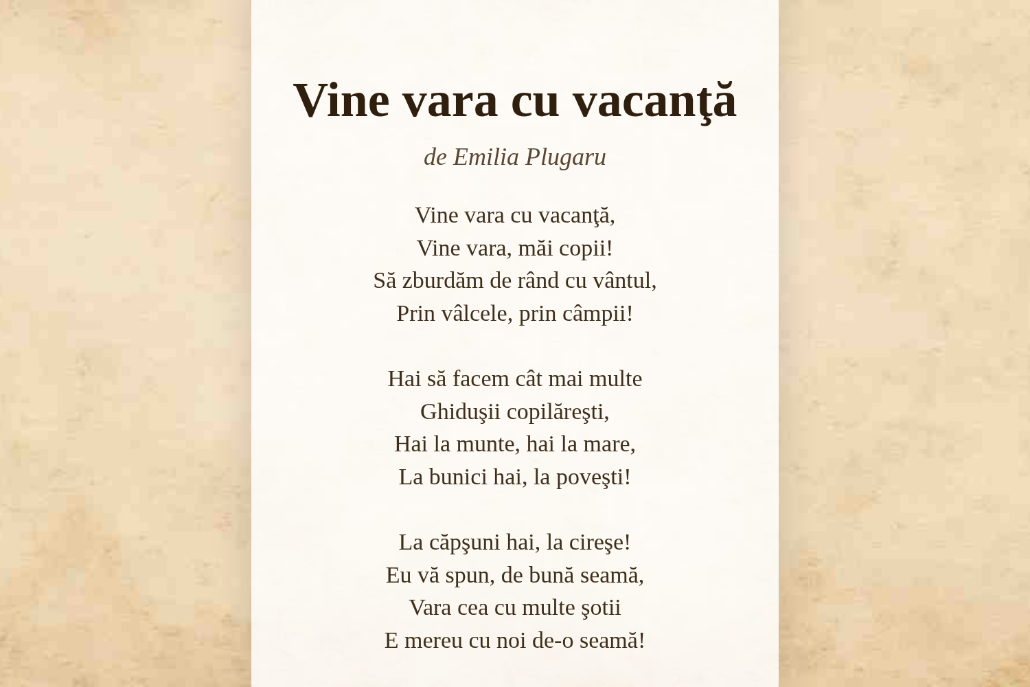 Vine vara cu vacanţă