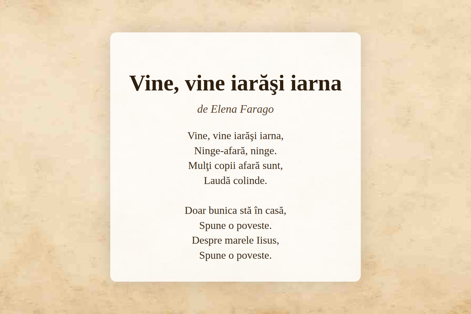 Vine, vine iarăşi iarna