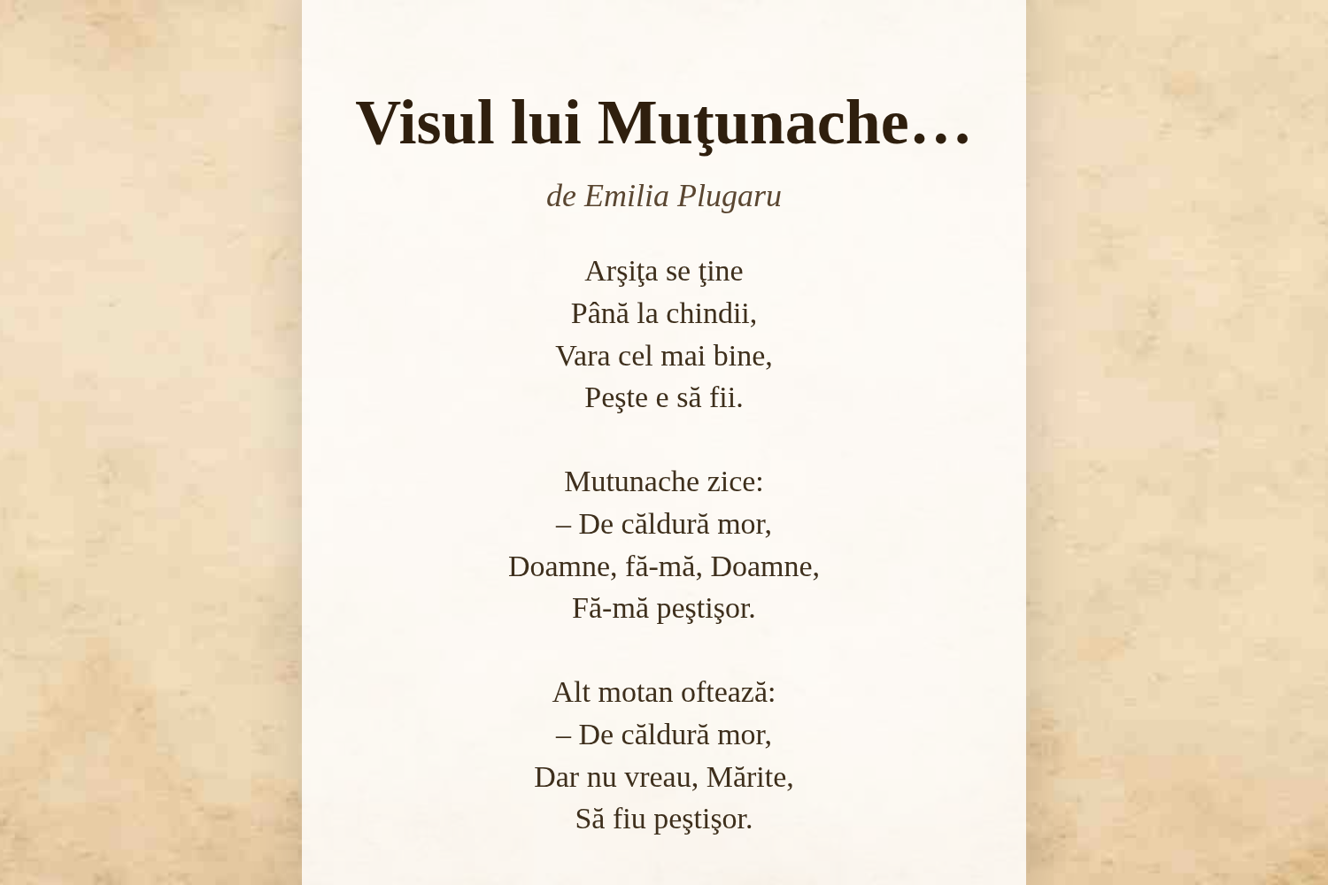 Visul lui Muţunache…