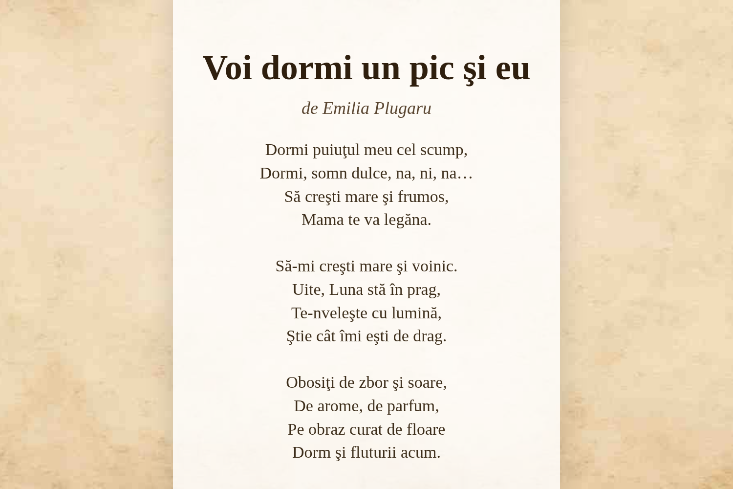 Voi dormi un pic şi eu