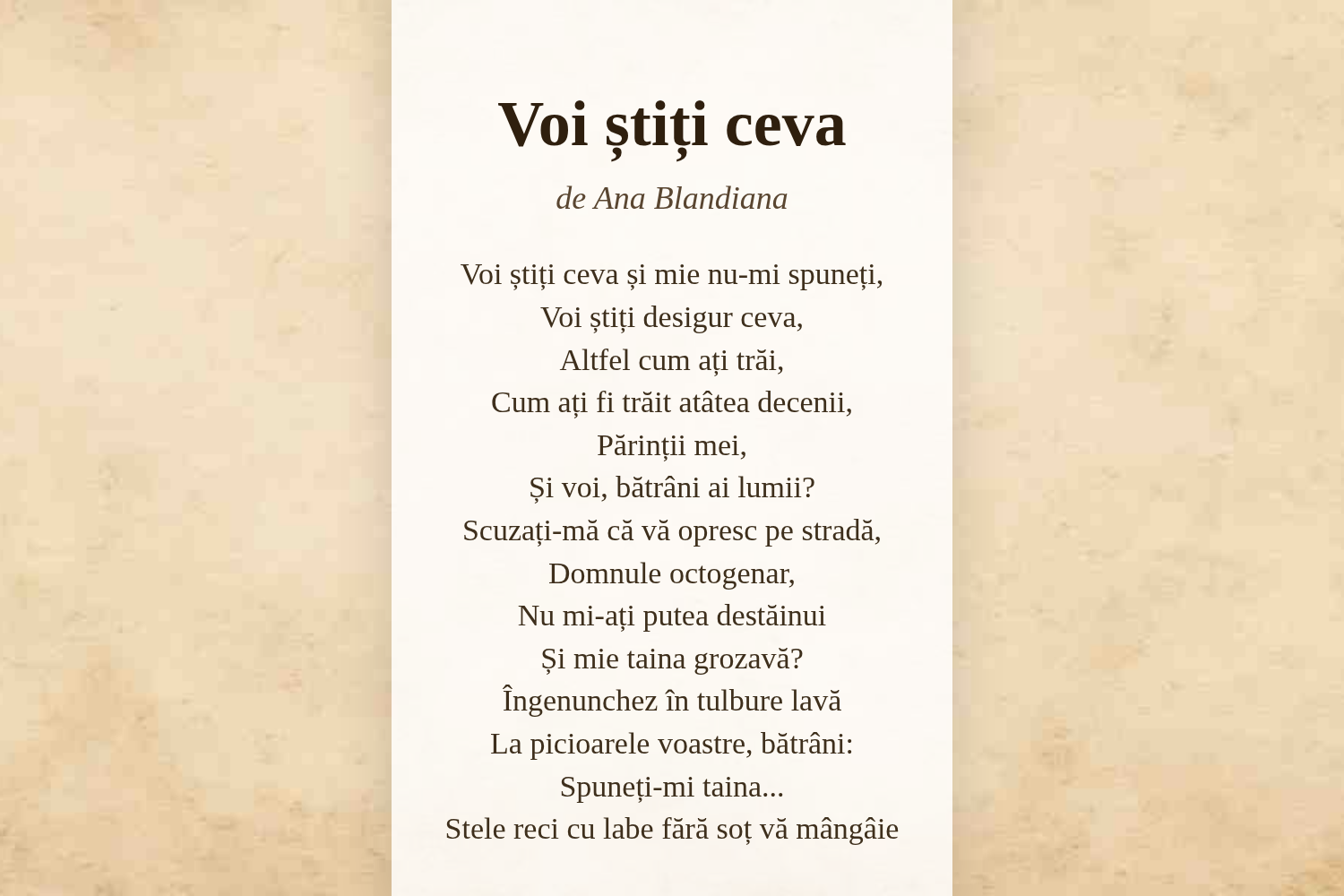 Voi știți ceva