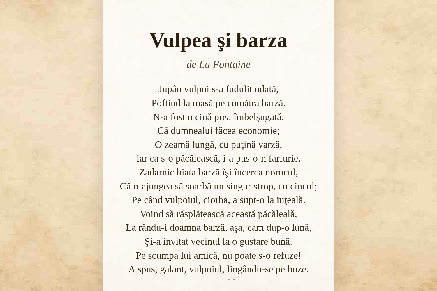 Vulpea şi barza