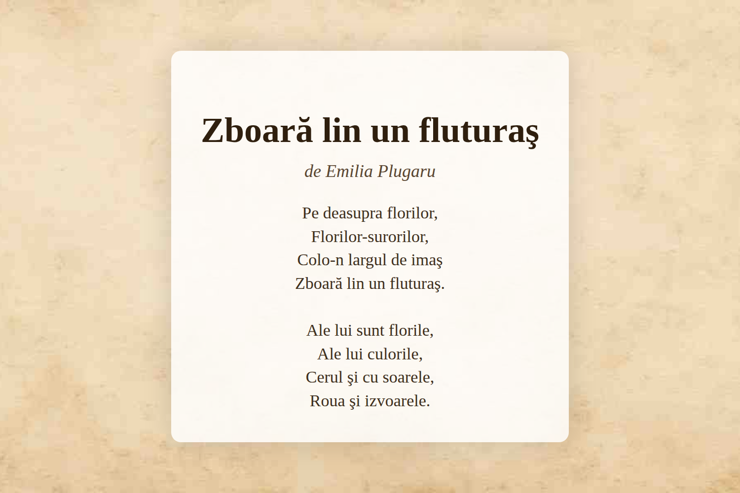 Zboară lin un fluturaş